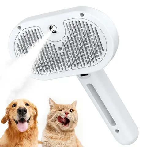 Spray Cat Brush for Shedding, Self-cleaning Dog Steam Brush, Remove Static Flying Hair Spray Brush for Cats and Dogs, Massage Grooming Tool spray cat