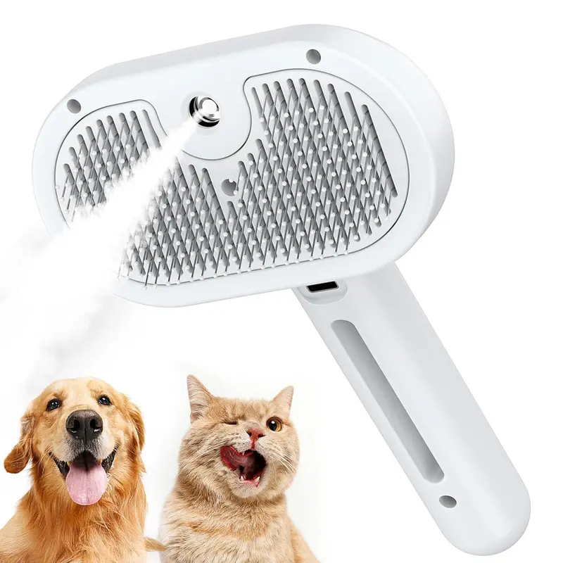 Spray Cat Brush for Shedding, Self-cleaning Dog Steam Brush, Remove Static Flying Hair Spray Brush for Cats and Dogs, Massage Grooming Tool spray cat