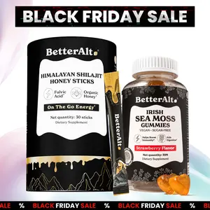 BetterAlt Honey-Sea Metabolism Support | Himalayan GOLD+ Shilajit Honey Sticks & Irish Sea Moss Gummies | 1-Month Pack Healthcare Supplement