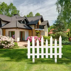 Garden Fence with Fence Insert White Plastic Fence Garden Picket Fence Edgings Lawn Flowerbeds Plant Borders Decorative Garden Yard