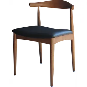 Wooden Elbow Dining Chair with PU Upholstered Seat