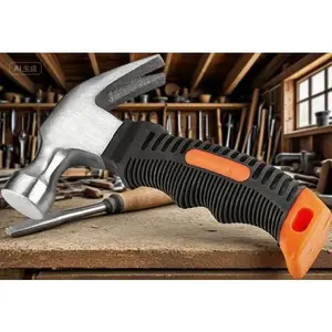 Forged Steel Compact Hammer, Shock-Absorbing Leather Handle for Nail Driving and Removal, Durable Stubby Tack Hammer, Ergonomic Grip for Precision Work, Lightweight 11.6 Oz Design for Easy Handling repair  tools