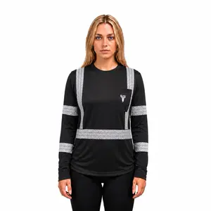 UNISEX LONG SLEEVE HIGH VISIBILITY SHIRT - BLACK  -FACE MASK NOT INCLUDED-