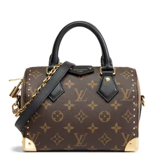Pre-owned Louis Vuitton Monogram Reverse Coated Canvas w/ Leather Piping Crossbody Bags Monogram Speedy Trunk 20