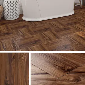 Natural Wood Flooring Peel and Stick Tile Waterproof Vinyl Flooring Self Tiles Wood Look Laminate Flooring Renter Friendly 4-Tiles 12x12 Sticky Flooring