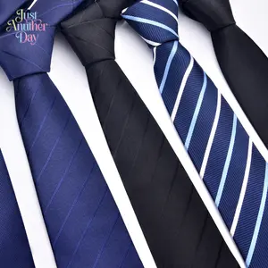Men's 8CM Wide Hand-Tied Business Neckties, Professional Interview & Formal Striped Ties, Jacquard Polyester Silk Neckwear