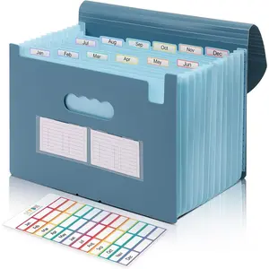Accordion File Organizer, Expanding File Folder with 13 Pockets, Portable Document Paper Bill Receipt Organizer, Home School Office Supplies, Letter A4 Size Haze Blue