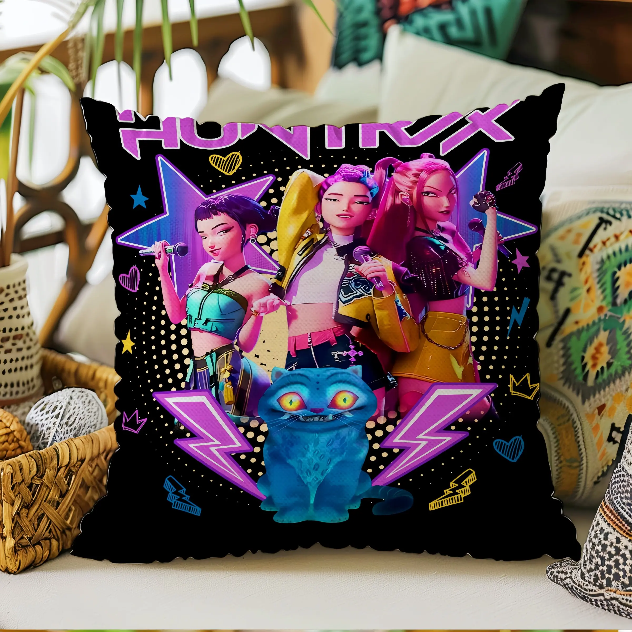 Hunter Girl Series Pillowcase, Cartoon Comfortable Pillow Cover, Home Decor Fashion Cushion Case, Bedroom Decorative Accessories, Sofa Bedroom Backrest Decoration, Unique Character Theme, Versatile Usage