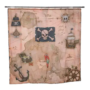 Borders Unlimited  Pirates Treasure - Map Shower Curtain