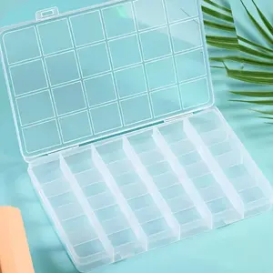24-Compartment Transparent Jewelry Organizer Box, Durable Plastic Multi-Grid Storage, Compact Design for Jewels, Crafts, Office Supplies, Durable Plastic Organizers, Plastic Storage Boxes