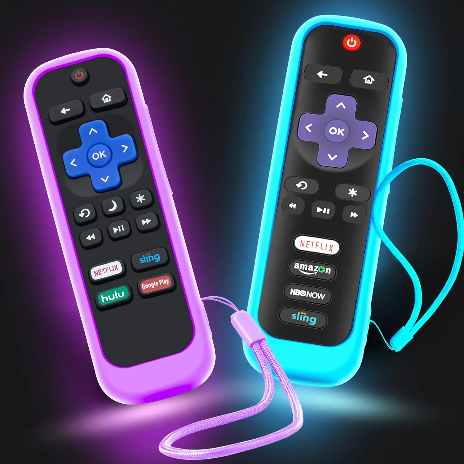 2Pack Case for  Remote, Cover for Hisense  TV Steaming Stick/Express Universal Replacement Controller  Sleeve  Glow in The Dark Sky and Purple