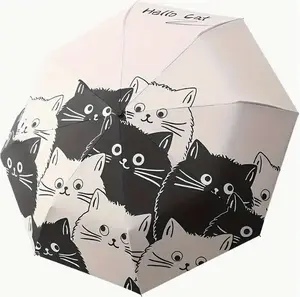 8 Bone Automatic Large Umbrella for Rain and Sun - Waterproof Fabric, Iron Handle and Skeleton, Simple Design, Compact and Windproof - Perfect for Outdoor Activities