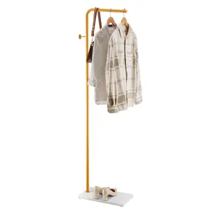 fathersdaygift VEVOR Coat Rack, Freestanding Coats Rack Stand with Quartz Stone Base 3 Round Hooks, Free Standing Hall Coat Tree for Entryway, Bedroom, Living Room, Stylish Clothes Hanger Stand for Coats, Hat, Bag