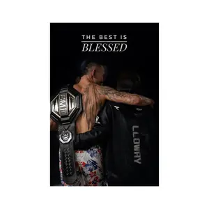 Blessed Champion Poster, UFC Belt Victory Art, Fighter Motivation Gym Room Decor