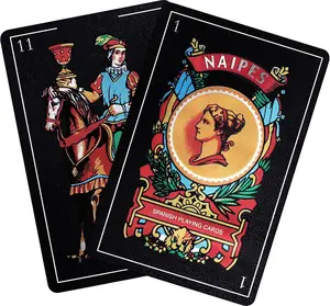 Spanish Playing Cards Original Cartas Españolas, Baraja Española, Waterproof Briscas Cards Puerto Rico, Mexican Plastico Black 2 Pack
