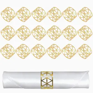 Pack of 18 napkin rings, gold, napkin rings, vintage hollow, napkin rings, metal, fabric napkin rings for wedding, family collecting, birthday party, dining table decoration