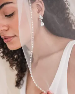 Simple Pearl Edge Wedding Veil