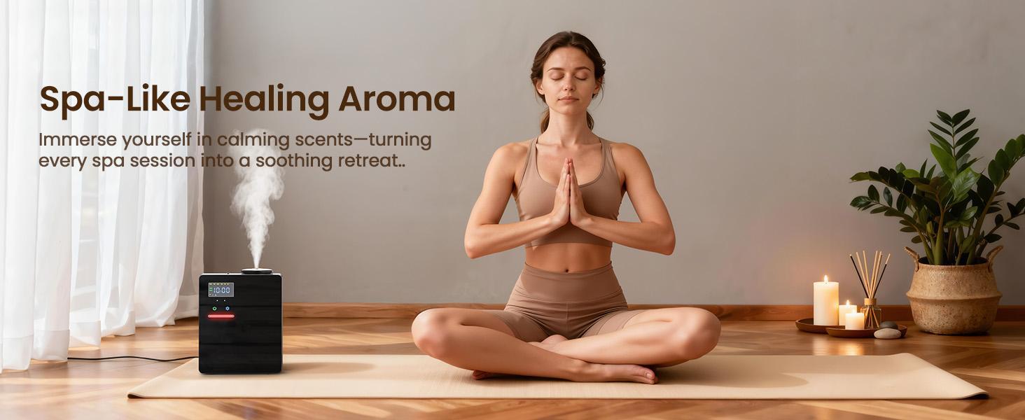 Waterless Essential Oil Diffuser 5000 Sq.Ft Coverage for Large Home, Hotel, or Office, 200ml Cold Air Scent Diffuser Machine with Bluetooth App Control, Quiet No-Heat HVAC Fragrance Diffuser