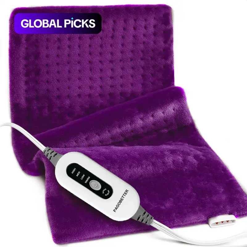 Electric Heating Pad for Back Pain Relief, Reusable 130W Fast-Heating Pad up to 144°F with 4 Heat Settings, Auto-Off, Lightweight Fabric, Moist/Dry Options and Washable Design, Heat Pads, Birthday Gift #GLOBAL PICKS
