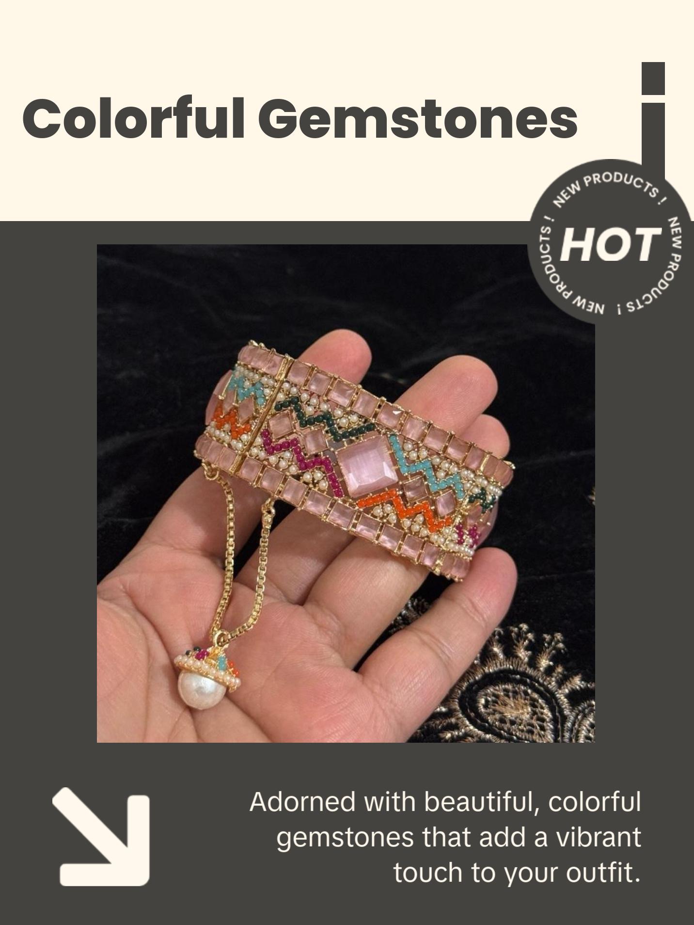 Premium Openable Statement SINGLE Bangle - 2.4, 2.6 and 2.8 with Gold Plating and Colorful Gemstones for Festive Wear simple style jewelry Premium Openable Statement SINGLE Bangle - 2.4, 2.6 and 2.8 with Gold Plating and Colorful Gemstones for Festive Wear simple style jewelry