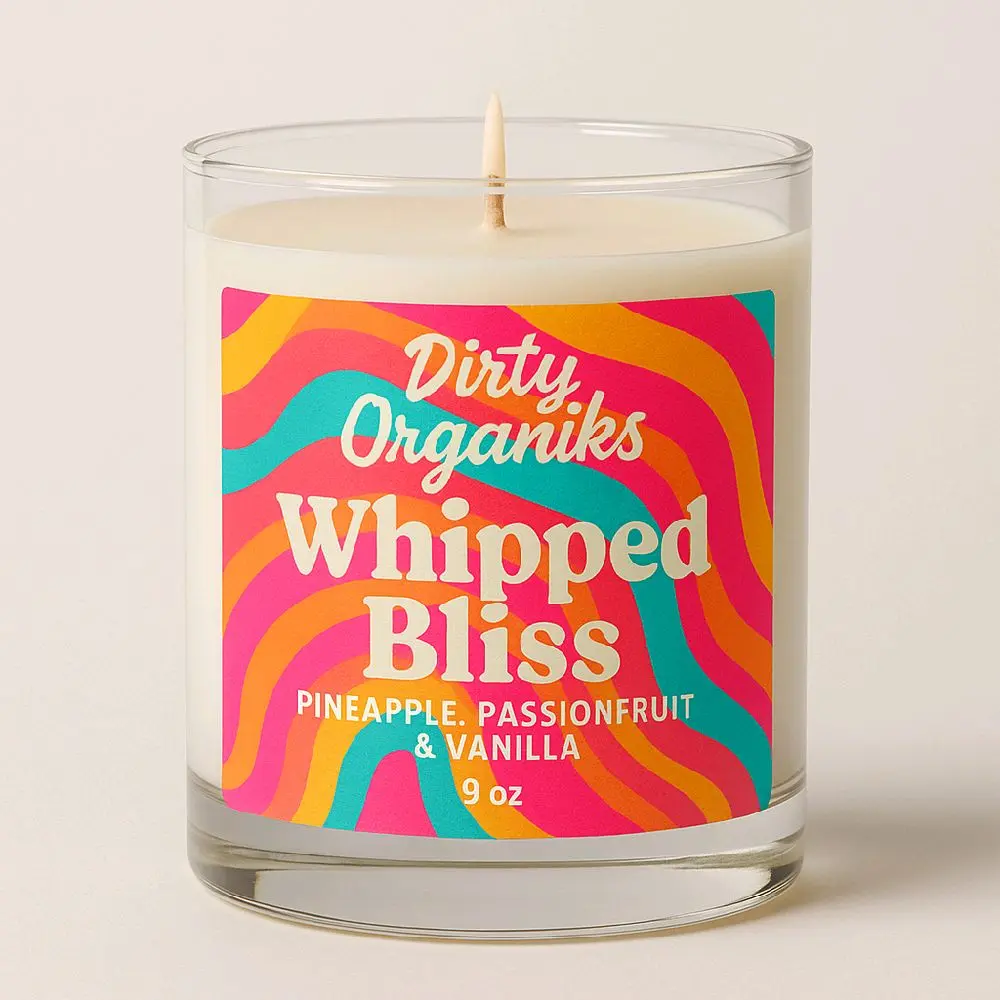 Dirty Organiks Whipped Bliss Candle - Cotton Candy Scented 9 oz Soy Wax Aromatherapy Candle