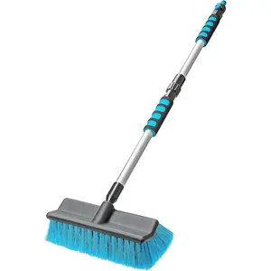 Car Wash Brush with 50'' Long Handle, Car Cleaning Brush with Hose Attachment, Car Brushes for Washing 10'' Soft Bristles for Scratch-Free Cleaning Auto, Truck, Boat, Floor and More