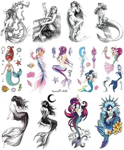 13 Pieces Mermaid Temporary Tattoos For Women Girls Waterproof Fake Tattoo Stickers