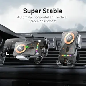 15W Wireless Charging Car Phone Holder, Electric Induction Opening/Closing, Horizontal & Vertical Rotation, Air Vent Mount – Multifunctional for Apple & Android Phones Electronic Smartphone Charger