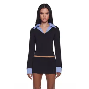 Eleanor Collared Long Sleeve Top - Striped