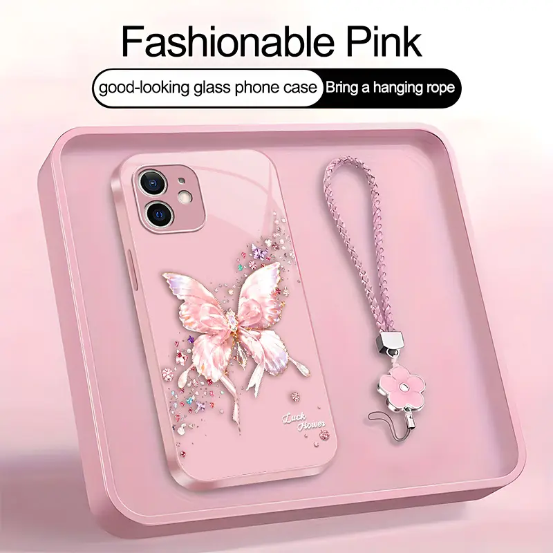 Suitable for [iPhone 12] Latest high-end phone case，free lanyard included,premium-look butterfly design,buy now and enjoy free shipping！YM99