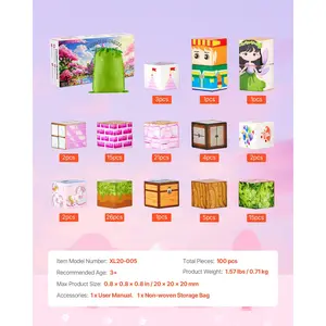 VEVOR Magnetic Blocks, 100 PCS Princess Castle Set, Magnetic Building Cubes for Kids, STEM Montessori Sensory Toys for Christmas Birthday Gift, Construction Stacking Toy for 3+ Years Old Boys Girls