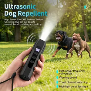 High-Power Portable Ultrasonic Dog Repeller Training, 3-Channel Adjustable, Independent Buzzer, 23 Ft Range, Safe & Humane Bark Control