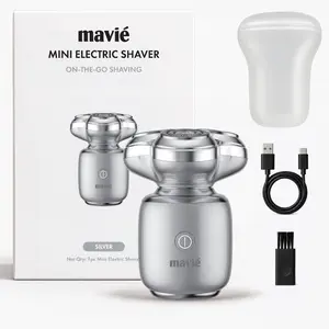 Mavié Mini Electric Shaver for Men, Triple Rotary Heads Travel Razor, 7500 RPM Motor, IPX7 Waterproof, USB-C Rechargeable, Cordless Pocket Shaver