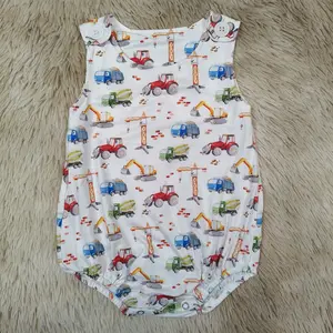 Sleeveless constructions printed baby romper boy summer clothes