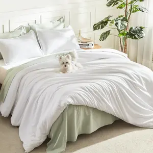 White Oversized King Comforter Set King Plus Size, 3 Pieces Lightweight Bedding Comforter Set, All Season Bed Set (128x120In Comforter & 2 Pillowcases)