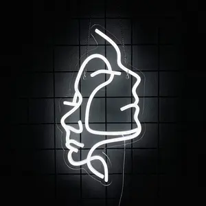 Face Neon Sign Woman Face Art Wall Decor Abstract Led USB Power Light Up Sign for Bedroom Birthday Party Beauty Salon Decorations