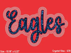 Eagles High-Quality Flatback Rhinestones Heat Transfer With Glitter Heat Vinyl DIY Hotfix Bling Iron-On Design for Heat Press Crystal 10ss Craft Ready to Press