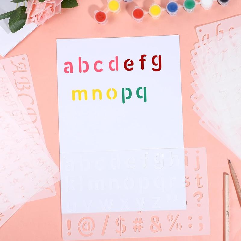 13pcs Plastic Letter Stencils for Painting 1/2 3/4 1 2 Inch Alphabet & Number Templates Reusable Durable Eco-friendly for Journal Notebook Scrapbook Diary Decor Supplies