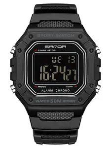 Men's Sporty Waterproof Watch with LED Digital Display, Rectangular Dial Quartz Movement Watch with Resin Case Men's Sporty Waterproof Watch with LED Digital Display, Rectangular Dial Quartz Movement Watch with Resin Case