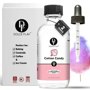 Dolce Flav Cotton Candy Flavoring Water Soluble 2 Ounce Bottle with Precision Dropper for Baking Cocktails Coffee & Ice Cream