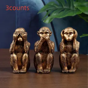 3-Piece Modern Resin Monkey Sculpture Set, Desk Decor for Living Room, Bedroom, Dining Room, Versatile Indoor Outdoor Home Accent, Resin Sculptures, Decorative Sculptures, Indoor Home Decoration