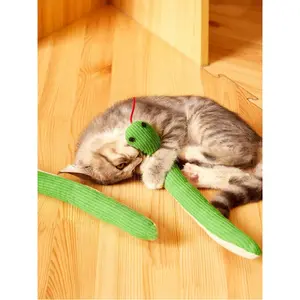 Linen Snake Cat  2-Piece Set, Soft Interactive Kicking  with Sound, 37cm Length Plaything for Indoor Cats, Durable Pet Supplies
