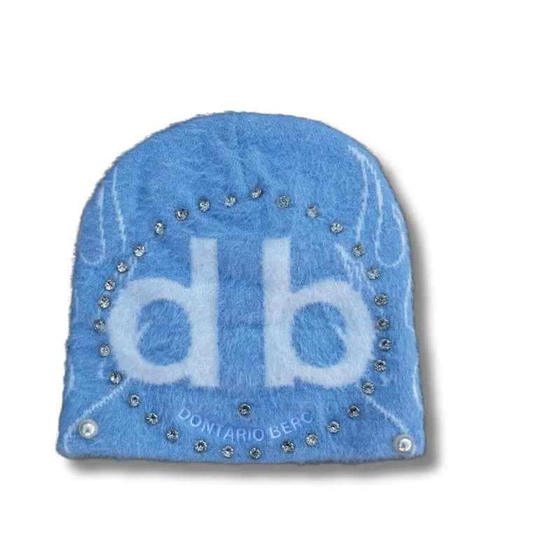 DONTARIO BERC FUZZY CAP with Embellished Letter Design & Blue Color for Stylish Wear