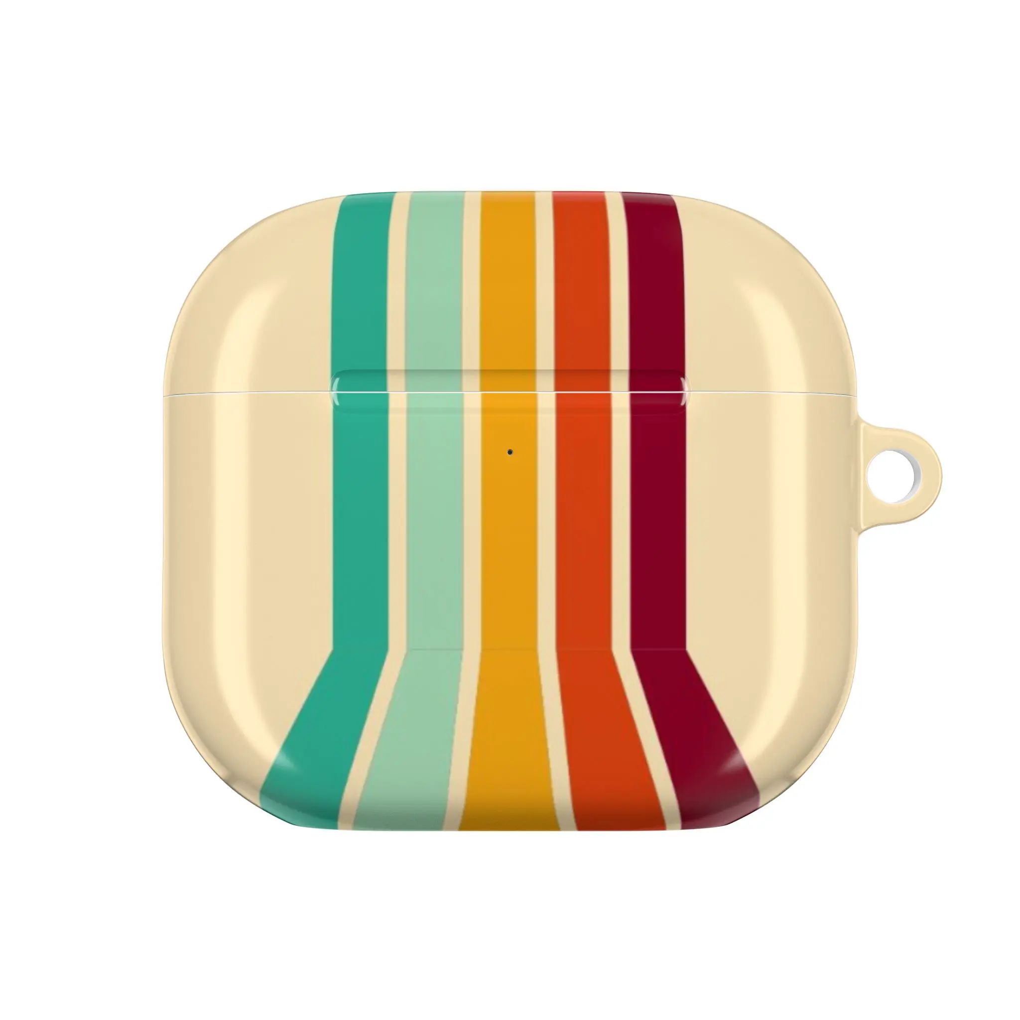 Retro Striped AirPods Pro Case – Vintage Rainbow Protective Cover, Cream AirPod Case with Colorful Stripe Design