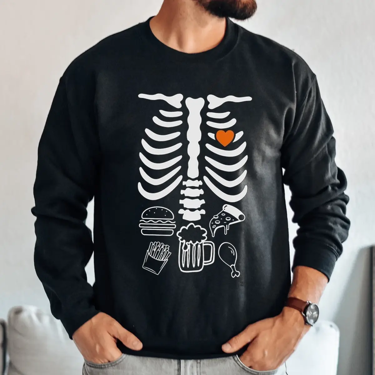 Skeleton Halloween Sweatshirt For Dad, Funny X-ray Dad, Pregnancy Announcement Shirt 2024, Daddy To Be Costume, Fall New Dad Sweater, Daddy to Be Gift