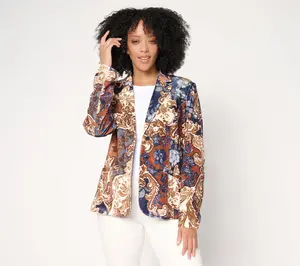 BEAUTIFUL by Lawrence Zarian Printed Velveteen Blazer