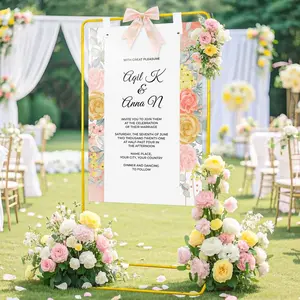 Wedding Welcome Sign Stand, Yard Sign, Adjustable Height Wedding Welcome Sign Stand, Personalized Metal Support for Wedding Birthdays Graduations, Customized Decoration, Decor