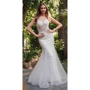 Juliet JT2441SW Long Corset Bodice Embellished Mermaid Wedding Dress
