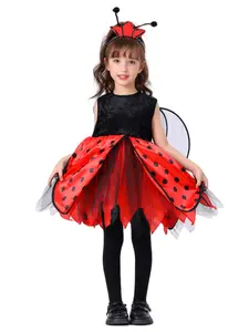 Cute Insect Party Costume Dress for Girls, Bee & Ladybug, Perfect for Halloween Parties, Role Play, Kids' Festive Wear