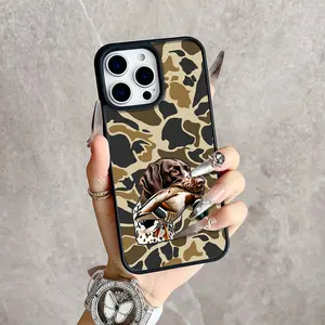 Magnetic Hunting Dog Camo Phone Case, Supports Wireless Charging, For iPhone 17 16 Pro Max Plus 15 14 13 12 11, Non-Yellowing Shockproof Clear Slim Soft Acrylic Protective Cover